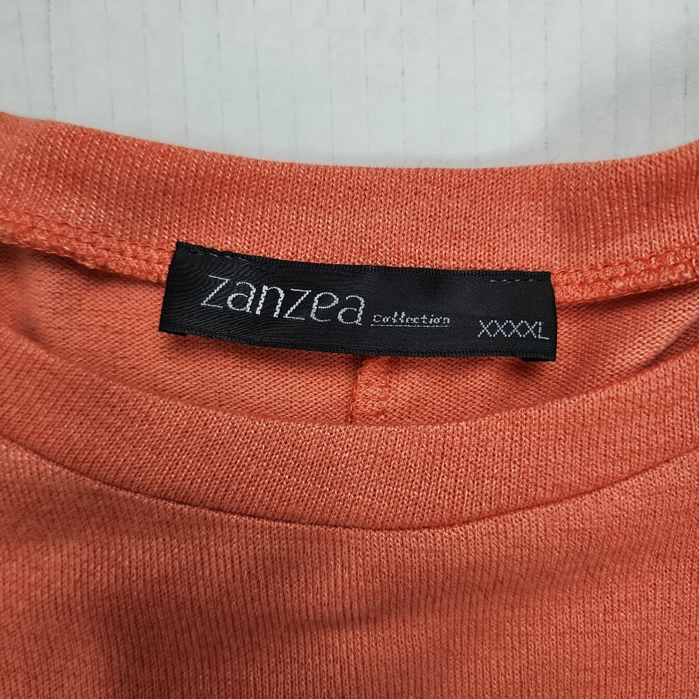 Zanzea Collection Coral Orange Tunic Top 3/4 Sleeve Hi Low Hem Size XXXXL - Picture 2 of 15